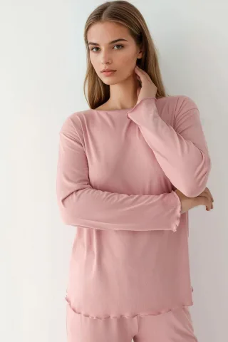 Gemütliches Lässig Geschnittenes Langarm-Pyjama-Set