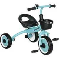 AIYAPLAY Dreirad Kinderfahrrad mit verstellbarer Sitz, Kinderrad, Metall, Blau, Blau 70.5 x 53 x 58 cm