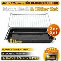 ICQN Backblech 445 x 375 x 25 mm, Emaille, (Set mit Backofenrost, 2-St., Backblech mit Gitter), Passend für Whirlpool, Ignis, Bauknecht, Indesit, Algor, Neckermann