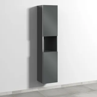 Sanipa 3way Hochschrank mit 2 Türen und 1 offenem Fach, Anthrazit-Glanz BS11579