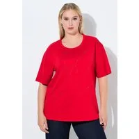 Ulla Popken Sweatshirt Sweatshirt Ziersteine Rundhals Halbarm Modalmix