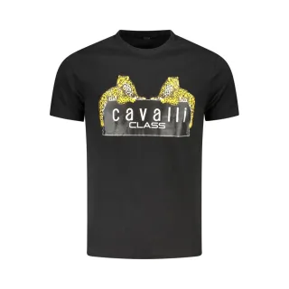 Cavalli Class Schwarzes Baumwoll-Herren-T-Shirt