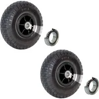 TRUTZHOLM Sackkarren-Rad Luftrad 260x85 mm 3.00-4 60 mm versetzte Nabe Ø 20 mm 4 PR Gewebe (2er Set), Robust,Schwarz