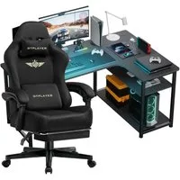 GTPLAYER Gamingtisch Gaming Tisch + Gaming Stuhl- Set, Computertisch Stuhl Set für Gaming, Multifunktionale Tische und Stühle