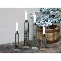 Chic Antique Kerzenhalter Kerzenhalter Messing Glaslaterne Kerzenständer f. Tafelkerzen, Material Eisen und Glas, in 4 verschiedenen Höhen