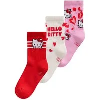 Next Kurzsocken Hello Kitty Gerippte Söckchen Polstersohle, 3 Stk. (3-Paar)