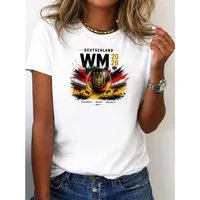 RMK T-Shirt Damen Shirt Rundhals Basic Fußball Deutschland WM 2026 aus Baumwolle
