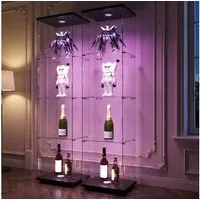 NMCXXO Glasvitrine Glasvitrine mit LED-Beleuchtung, modern und stilvoll (1 tlg) Standvitrine/Glasvitrine Glastür 4-lagig, Große Kapazität