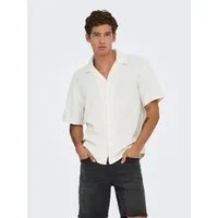 ONLY & SONS Kurzarmhemd ONSLATHAM RLXSS RESORT LINEN STRUC 0257 Viskose mit Leinen, normal geschnitten