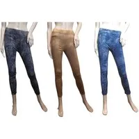HSP Hanse Shopping GmbH Leggings SMART TEX® Damen Stretch Hose 3er Set Lederprint Slim Leggings Gr. XL