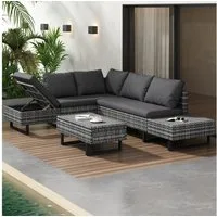 Celya Gartenlounge-Set Gartenlounges für 4 Personen, Gartenmöbel mit Ecksofa und Tisch, (Gartenlounge für 4-5 Personen, Lounge mit Ecksofa, Tisch & Auflagen, abnehmbarer und waschbarer Stoffbezug), Poly-Rattan-Garnitur, Gartengarnitur Sitzgruppe Sofa