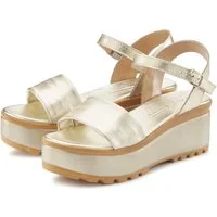 LASCANA Riemchensandalette, Sandale, Sommerschuh, offener Schuh, Sandalette NEU aus Leder mit Keilabsatz