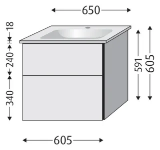 Sanipa Waschtischunterbau mit Auszügen 3way (BP332) 591x605x477 Taupe-Matt, BP3321T BP3321T