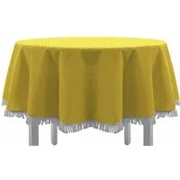 EXKLUSIV HEIMTEXTIL Gartentischdecke Gartentischdecke mit Fransen Tischdecke Classic, rund
