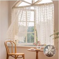 Qelus Vorhang Transparent mit Blumen Stickerei, 2er Set Landhausstil Voile Gardinen (2 St), Polyester-Mischgewebe, Deko Gardinen mit Stangentasche für Wohnzimmer und Schlafzimmer
