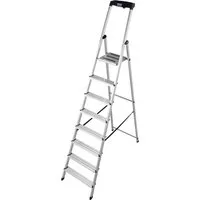 KRAUSE Stehleiter Safety, Aluminium, 1x8 Stufen, Arbeitshöhe ca. 370 cm
