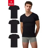 Burnell & Son Unterhemd T-Shirt Business mit Kurzarm und V-Ausschnitt für Herren aus Baumwolle (Packung, Set, Spar-Pack, Spar-Packung, 3-St., 3er Pack) Feinripp, extra lang - Basic Slim Fit