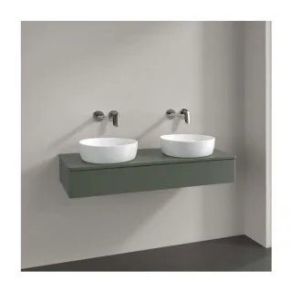 Villeroy und Boch Antao Waschtisch-Unterschrank L13050HL mit Beleuchtung, 1 Auszug, 1200 x 190 x 500 mm, Front ohne Struktur, Leaf Green Matt Lacquer / Leaf Green Matt Lacquer