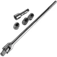 S&R Drehmomentschlüssel Gelenkgriff 3/4", Steck-Drehgriff nach DIN 3120 mit Steckeinsätze (Set, 5 tlg. Gelenkgriff, Verlängerung 125 mm und Stecknüsse 17, 19, 21mm), zur Übertragung höchster Drehmomente in schwer zugänglichen Bereichen