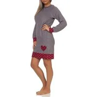 Normann Nachthemd Normann Damen langarm Frottee Nachthemd in Tupfen- und Ringeldesign