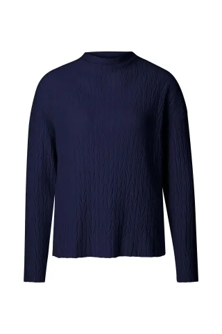 Rich & Royal - Plissee longsleeve midnight blue - Gr. - L