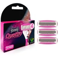 Wilkinson Rasierklingen Wilkinson Quattro for Women Rasierklingen, 3er Pack, 3-tlg., mit aufschäumenden Hautconditioner