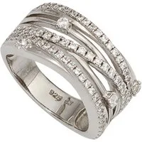 Schmuck Krone Silberring Breiter Ring aus 925 Silber & Zirkonia weiß, Silber 925