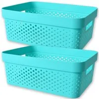 TE-Trend Aufbewahrungsbox 2 Stück Korb Boxen Aufbewahrung Kunststoff Storage Boxes 11L Türkis
