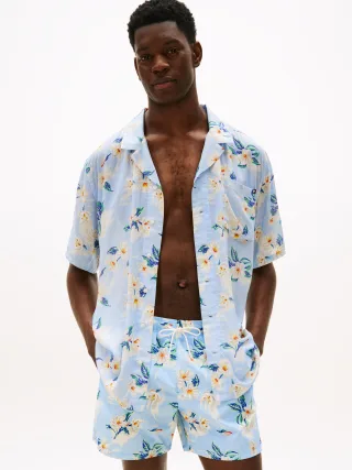 BOWLING SHIRT PRINT tropical floral sweet blue - Gr. - S