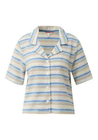 Q/S designed by - Gestreiftes Strickshirt beige/blau - Gr. - XXL