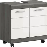 welltime Waschbeckenunterschrank SIENA, Breite 60cm, 2 Türen, auf Rollen, MDF-Front (TOPSELLER!, mit Siphonausschnitt 10x25 cm) in verschiedenen Farben erhältlich, Badmöbel, Badschrank, Kommode, Bad