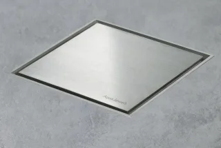 ESS Aqua Jewel Quattro 10x10 cm, Zero Edelstahl gebürstet, variable Sperrwasserhöhe von 50 bis 25 mm AJQ-10x10-ZM