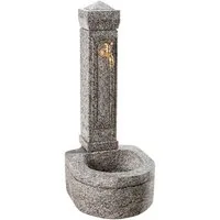 Dehner Gartenbrunnen Berlin, 110 x 45 x 60 cm, Granit, 45 cm Breite, Wasserzapfzelle aus Granit mit nostalgischem Wasserhahn und Anschluss