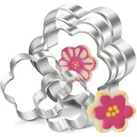 AVANA Ausstechform Edelstahl Blumen Ausstecher Set Weihnachten Plätzchen Keksformen, Edelstahl, (5 Stück), rostfrei, Silber