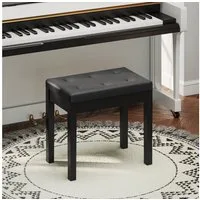 HOMCOM Klavierbank Klavierstuhl mit Stauraum bis 120kg Belastbar (Pianobank, 1-St., Klavierhocker), Kunstleder, Schwarz, 55 x 34 x 50 cm