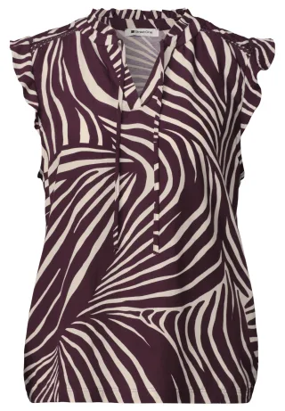 Street One - Top mit Strukturmix und Crochet-Details rustic rouge - Gr. - 36