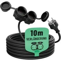 greate. 2fach Verlängerungskabel 10m - wasserdicht, Mehrfachsteckdose, 3500 W Verlängerungskabel, (1000 cm)