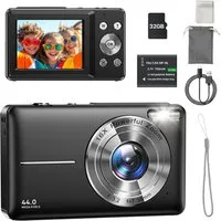 TUWENA Digitalkamera 1080P44MP Fotokamera mit 32G Karte 1Akku 16X Digitalzoom Kompaktkamera (44 MP, Fotoapparat Tragbare Kompaktkamera 2,4"LCD für Kinder Teenager Student)