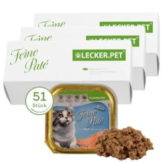 Lyra Pet Lecker.Pet Mia's Feine Paté Reich an Lachs Katzenfutter Nassfutter Vollnahrung 17x5,82 kg