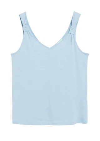 s.Oliver Red Label - Top mit V-Ausschnitt blau - Gr. - 34