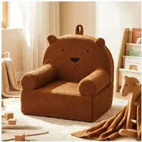 COSTWAY Kindersofa, Kindersessel gepolstert mit Griff, aus Teddystoff