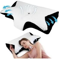 BlingBin Nackenstützkissen Ergonomisches Nackenkissen Memory Schaum Orthopädisches Kopfkissen, Füllung: Memory-Schaumstoff, Bezug: Polyester, Seitenschläfer, Rückenschläfer, Bauchschläfer, 1er Set, Maße: 37 x 62 cm, Therapiekissen für Rücken-, Seiten
