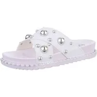 Ital-Design Damen Mules Freizeit Plateausandaletten (86527117) Keilabsatz/Wedge Keilsandaletten in Weiß