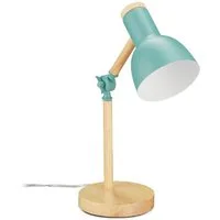 relaxdays Schreibtischlampe Holz verstellbar, Verstellbarer Lampenschirm für optimale Lichtausrichtung, Leuchtmittel nicht enthalten, E14-Fassung (max. 40 Watt), grün