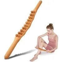 feinlux Massagegerät Anti Cellulite Massage Massagegerät Massageroller Roller Griff, Packung, Upgrade-Version, Massagestab mit zwanzig Noppen, Hergestellt aus naturbelassenem Holz, sicher und umweltfreundlich