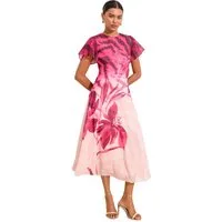 LIPSY Midikleid Lipsy Chiffon-Midikleid mit kurzen Ärmeln Animal (1-tlg)