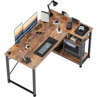 HOMALL Eckschreibtisch 100/120L Form mit Ablagefächern, 2 Tier DIY Lagerregalen Computertisch (L-formiger Schreibtischumit Regal,100/120/140/160cm,Geeignet fur Burotisch, Arbeitszimmer, Schlafzimmer), Schreibtisch,PC Tisch,Heimbüro