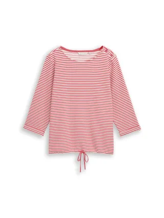 Tom Tailor - Plus Size - Langarmshirt mit Knopf-Details pink offwhite regular stripe - Gr. - 48
