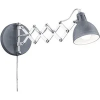 Reality Leuchten LED Wandleuchte, LED wechselbar, Warmweiß, innen mit Schalter und Stecker Leselampe Wand Bett ausziehbar bis 53cm