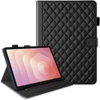 Wigento Tablet-Hülle Für Samsung Galaxy Tab S11 Design Rhombus Kunstleder Hülle Schwarz, Kunstlederhülle mit Rhombus-Textur und Standfunktion